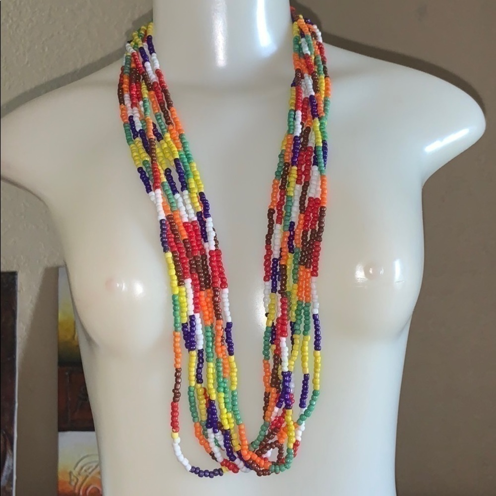 New 9 Individual Black Crystal Handmade Bead Necklace. - Picture 3 of 4